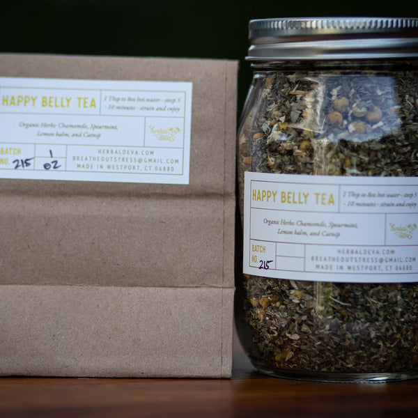Happy Belly Tea in kraft bag