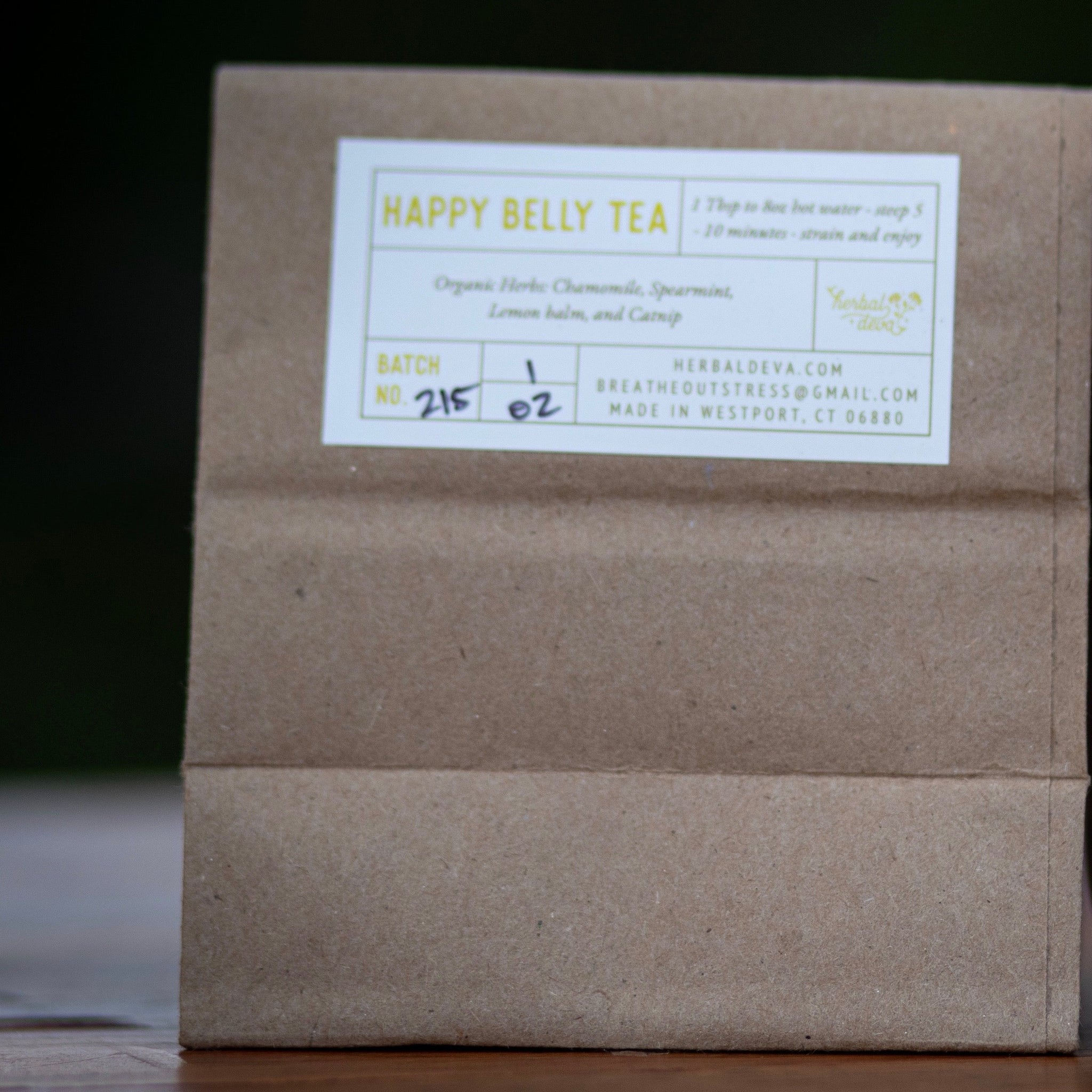 Happy Belly Tea in kraft bag